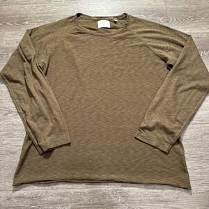 Billy Reid Shirt Mens Large Brown Long Sleeve Crew Neck Cotton Blend Lightweight